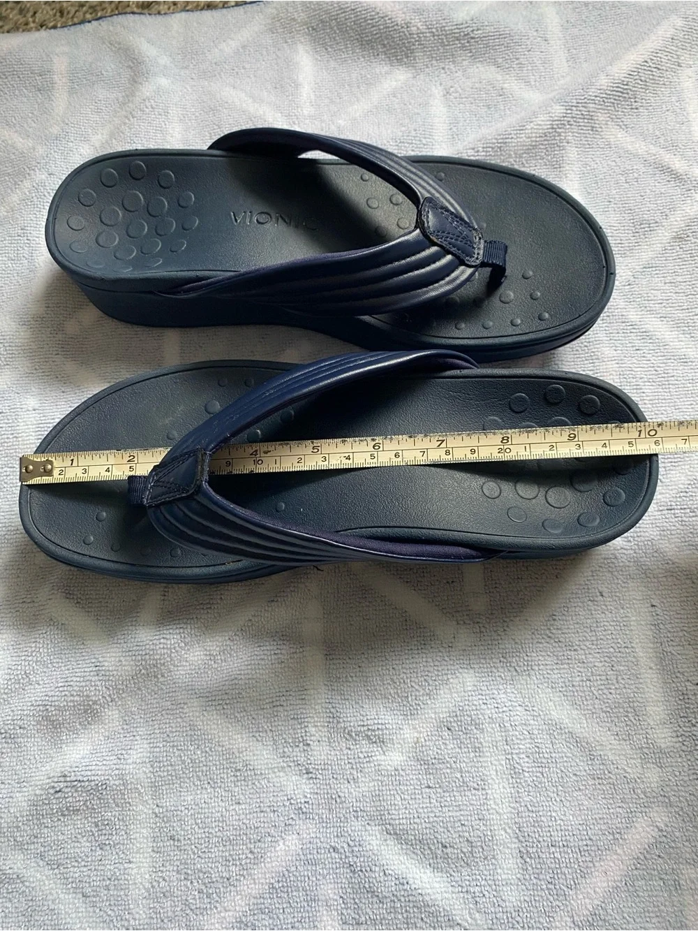 Vionic Cherine Sandal Thong Flip Flop Navy Blue Sz 8 Comfort Orthotic Platform